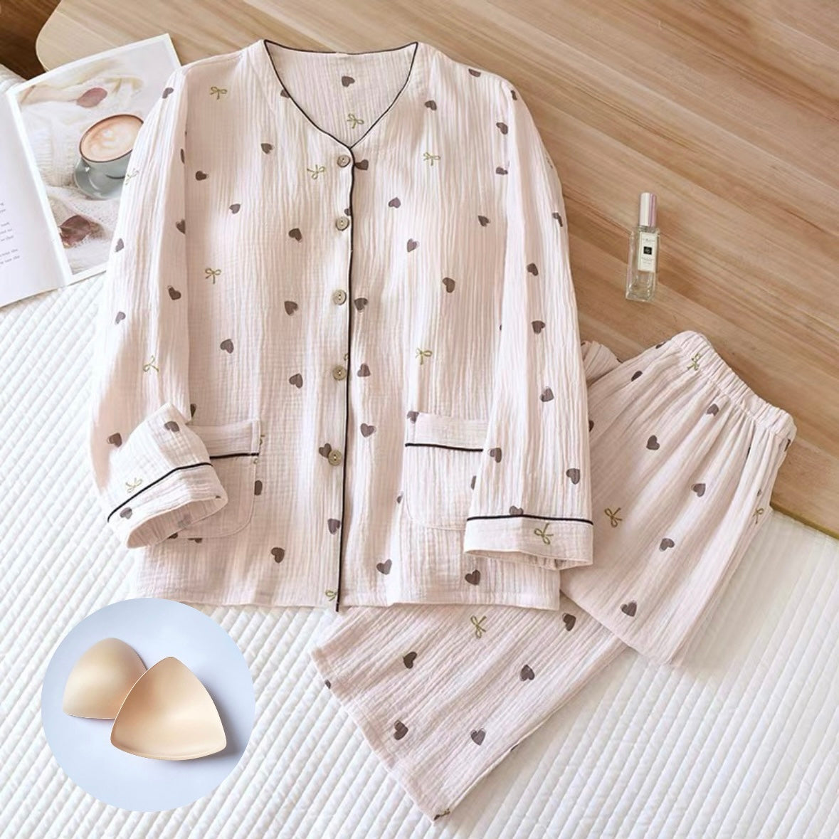 Sweetheart Bow Padded Nightsuit Set